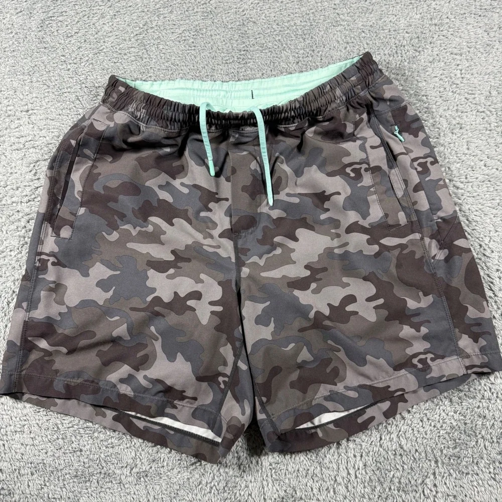Birddogs Camo Performance Shorts Men Large Mint Lined Drawstrings Workout Athlet